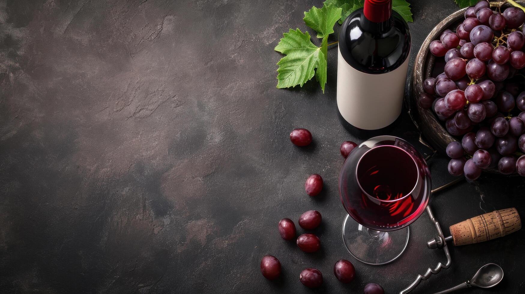 AI generated Wine advertisment background with copy space photo