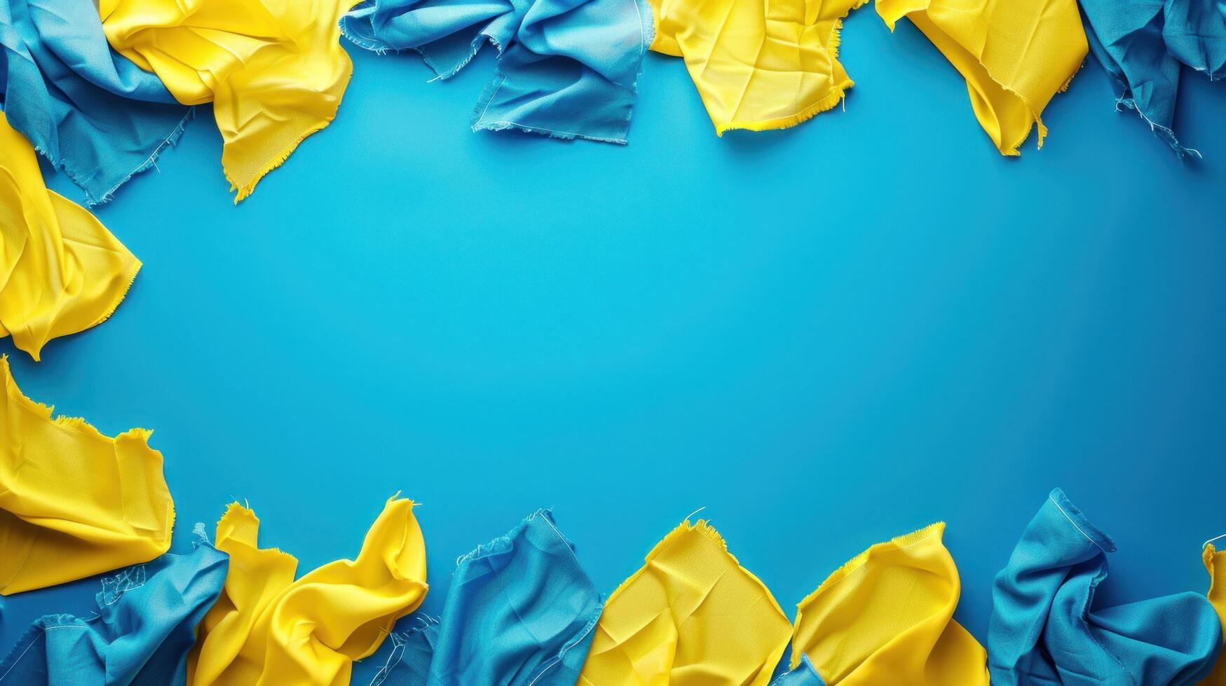 AI generated Ukraine Day advertisment background with copy space photo