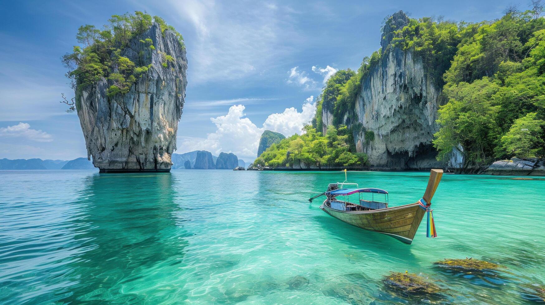 AI generated Travelling to Thailand advertisment background with copy space photo