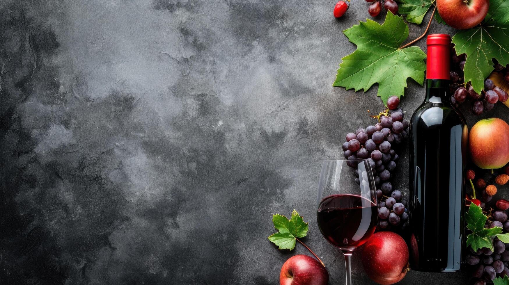 AI generated Wine advertisment background with copy space photo