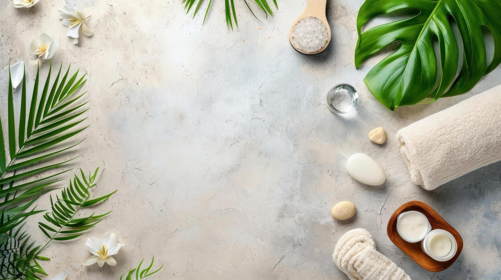 AI generated Spa salon advertisment background with copy space photo