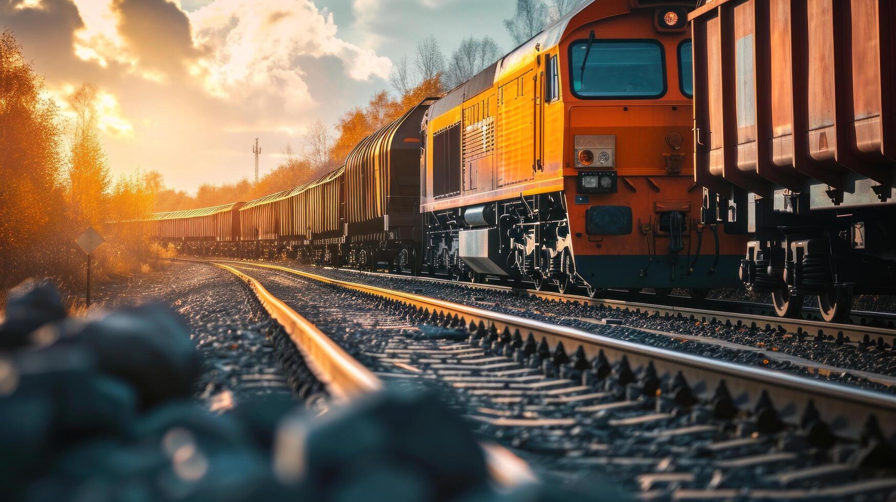 AI generated Train delivery advertisment background with copy space photo