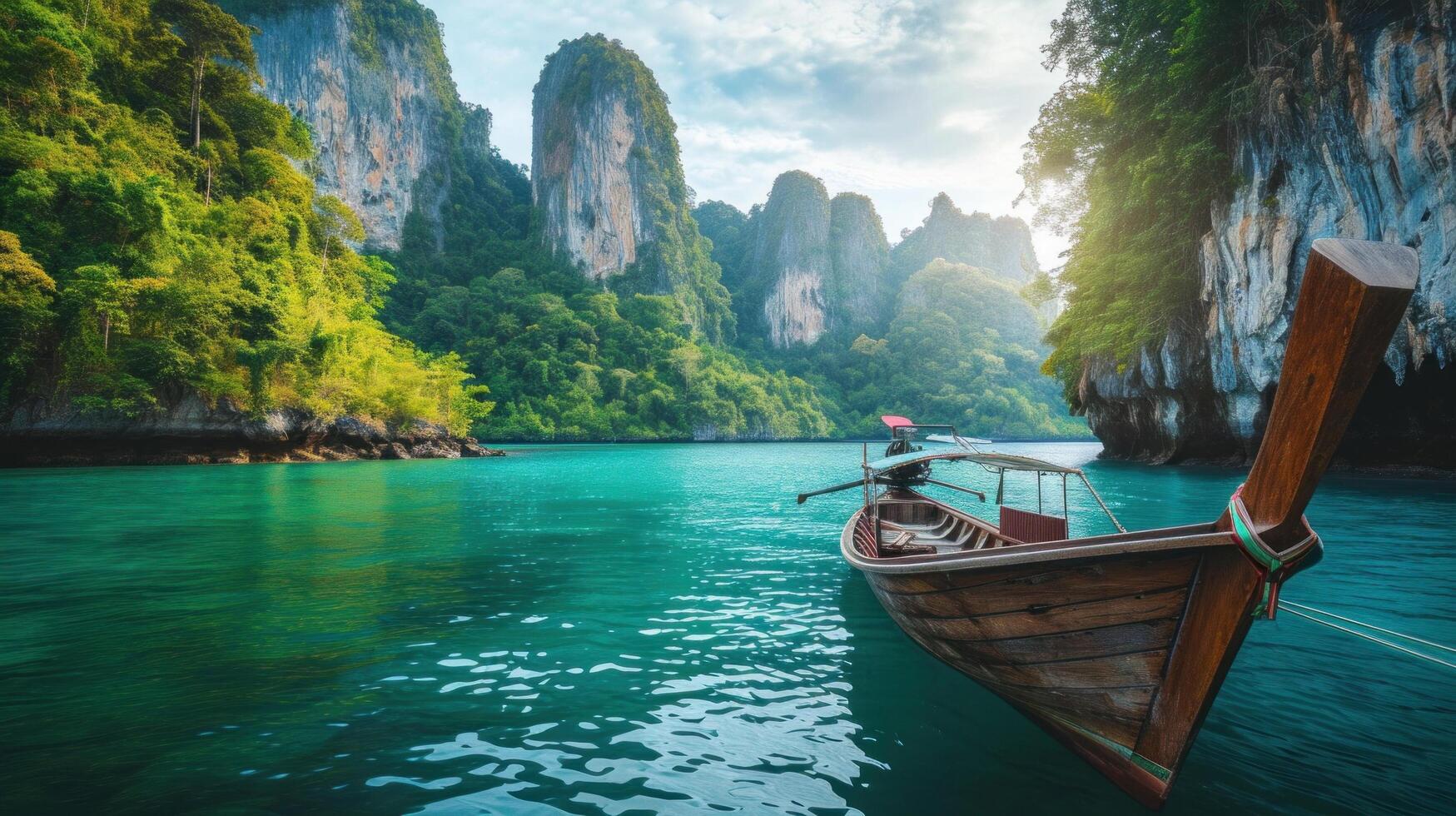 AI generated Travelling to Thailand advertisment background with copy space photo