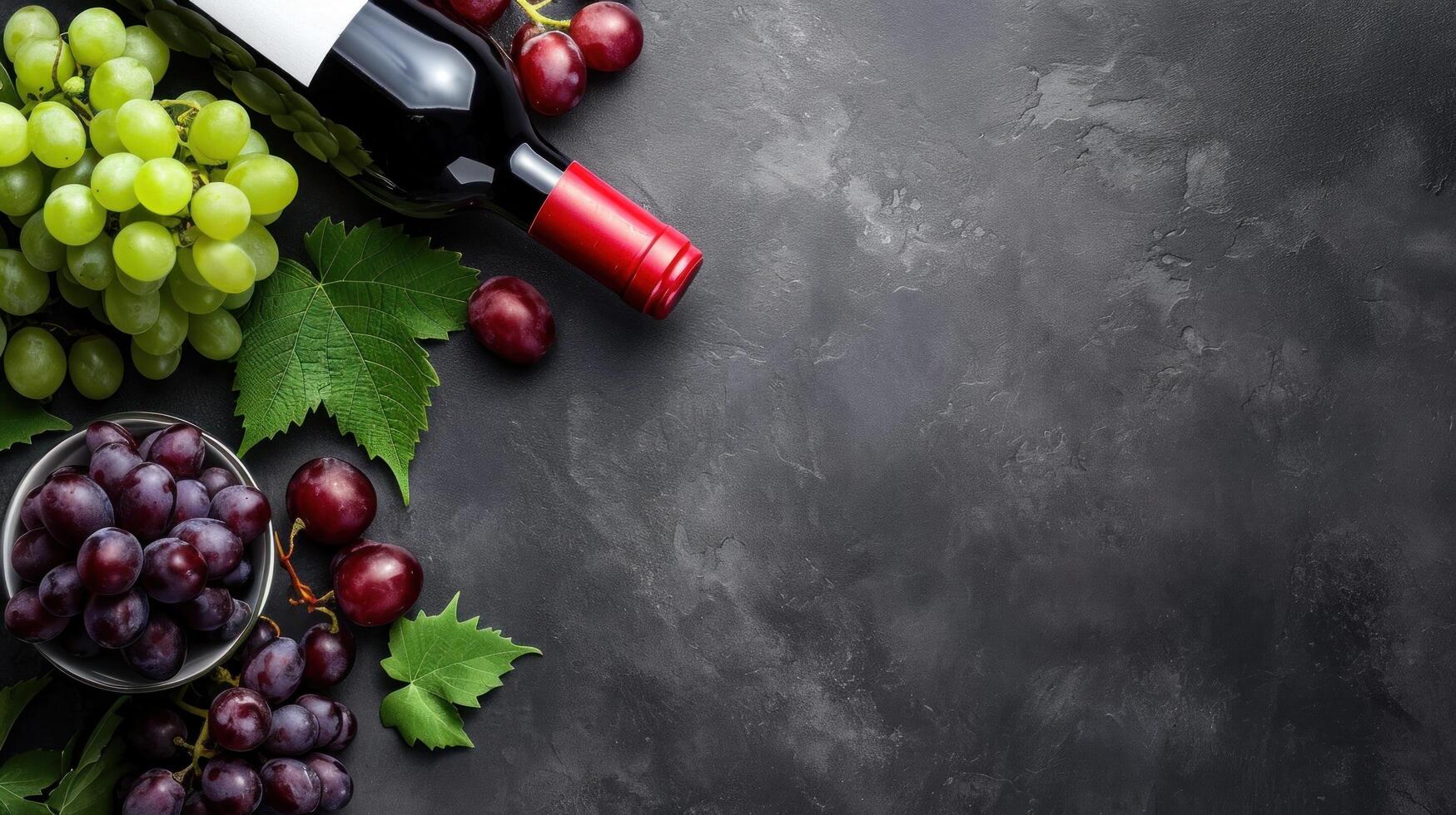 AI generated Wine advertisment background with copy space photo