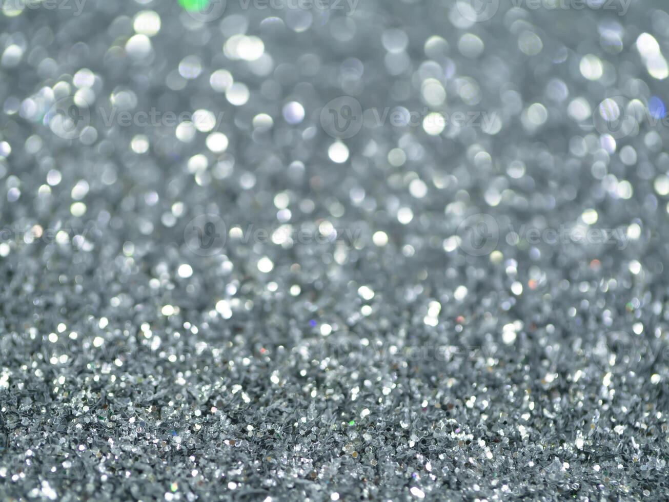 Silver Sparkling Glitter bokeh Background. photo