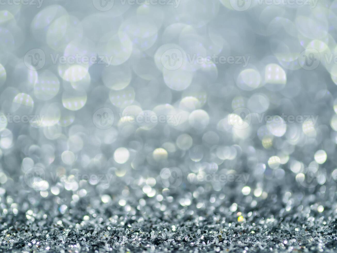 Silver Sparkling Glitter bokeh Background. photo