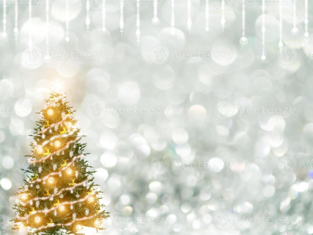 Silver Sparkling Glitter bokeh Background. photo
