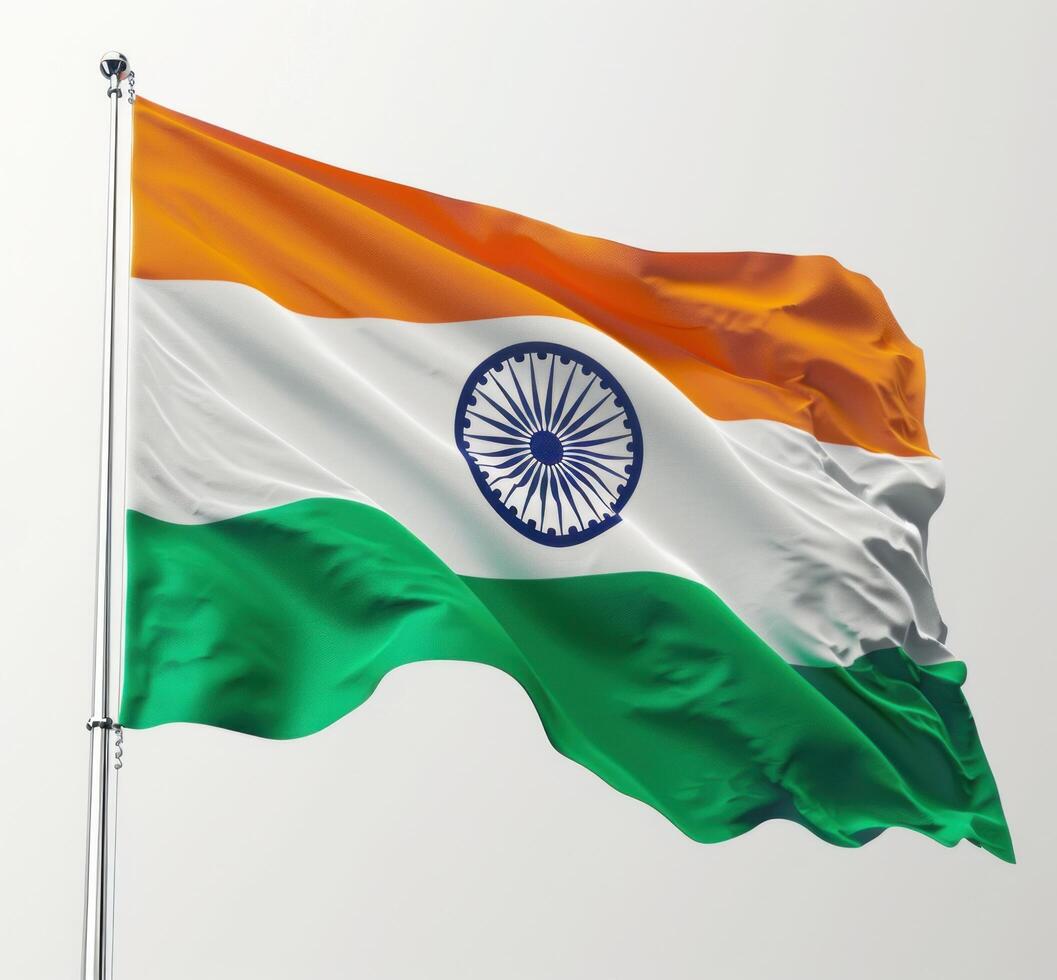 AI generated the indian flag flailing over white photo