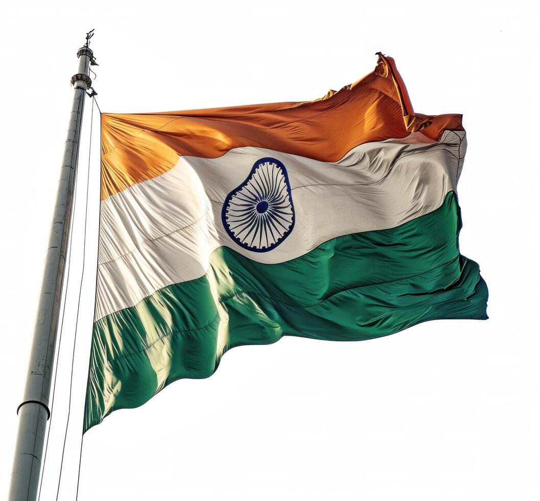 AI generated the wind flutters an indian flag in front of a white background photo