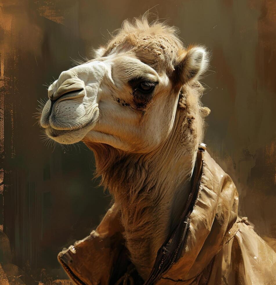 AI generated a camel with brown hair photo