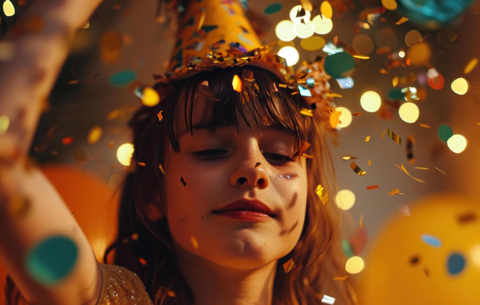 AI generated a girl wearing a party hat photo