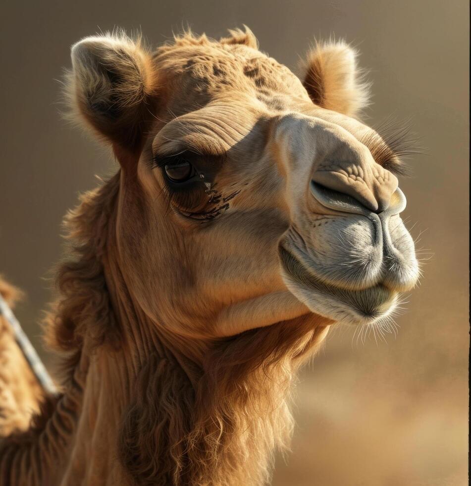 AI generated a camel with brown hair photo