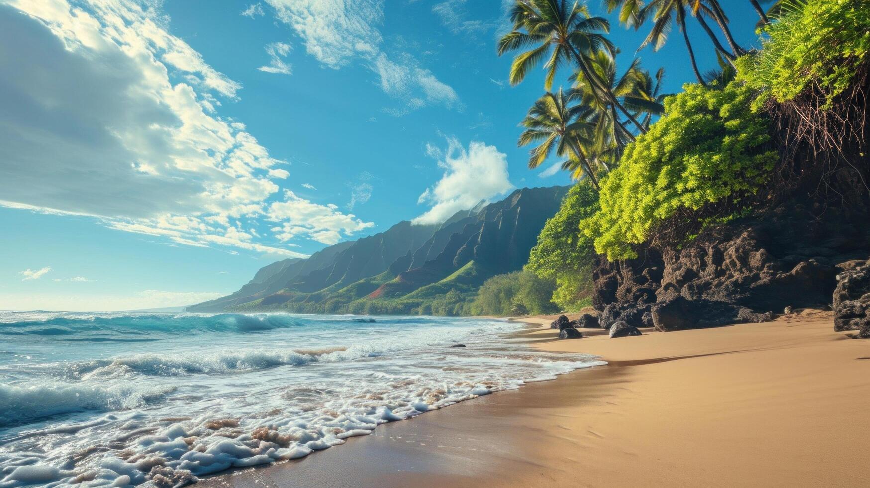 AI generated Travelling to Hawaii advertisment background with copy space photo