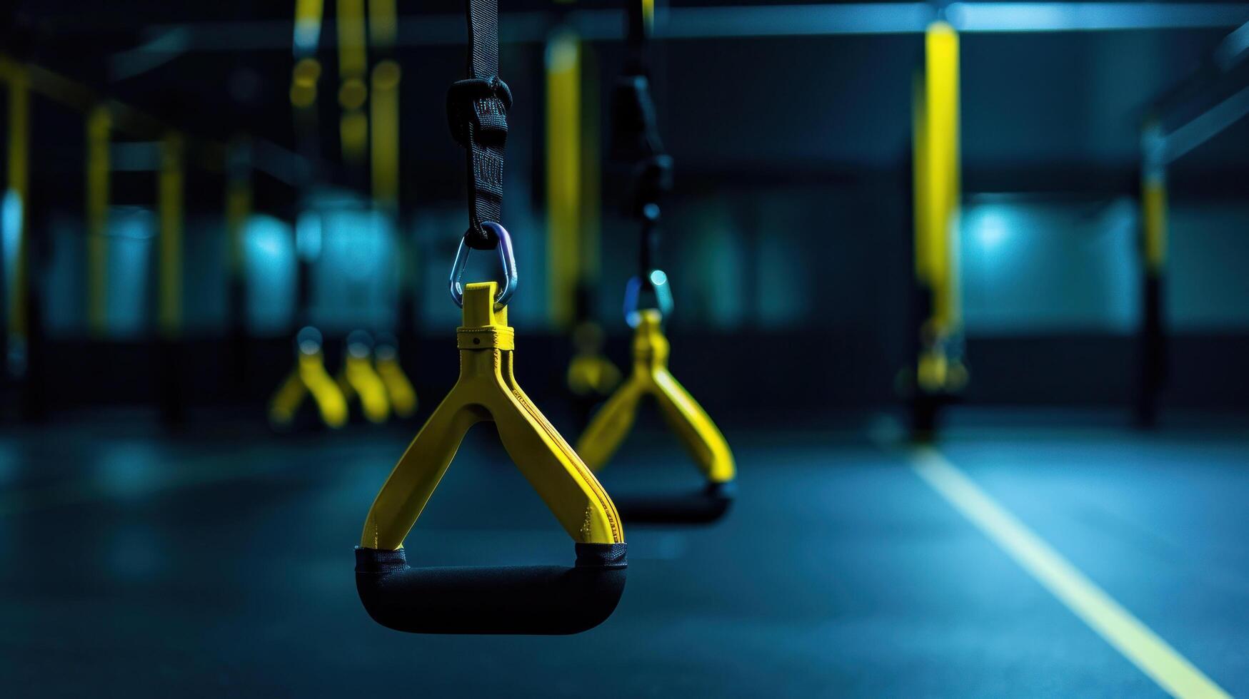 AI generated TRX training advertisment background with copy space photo