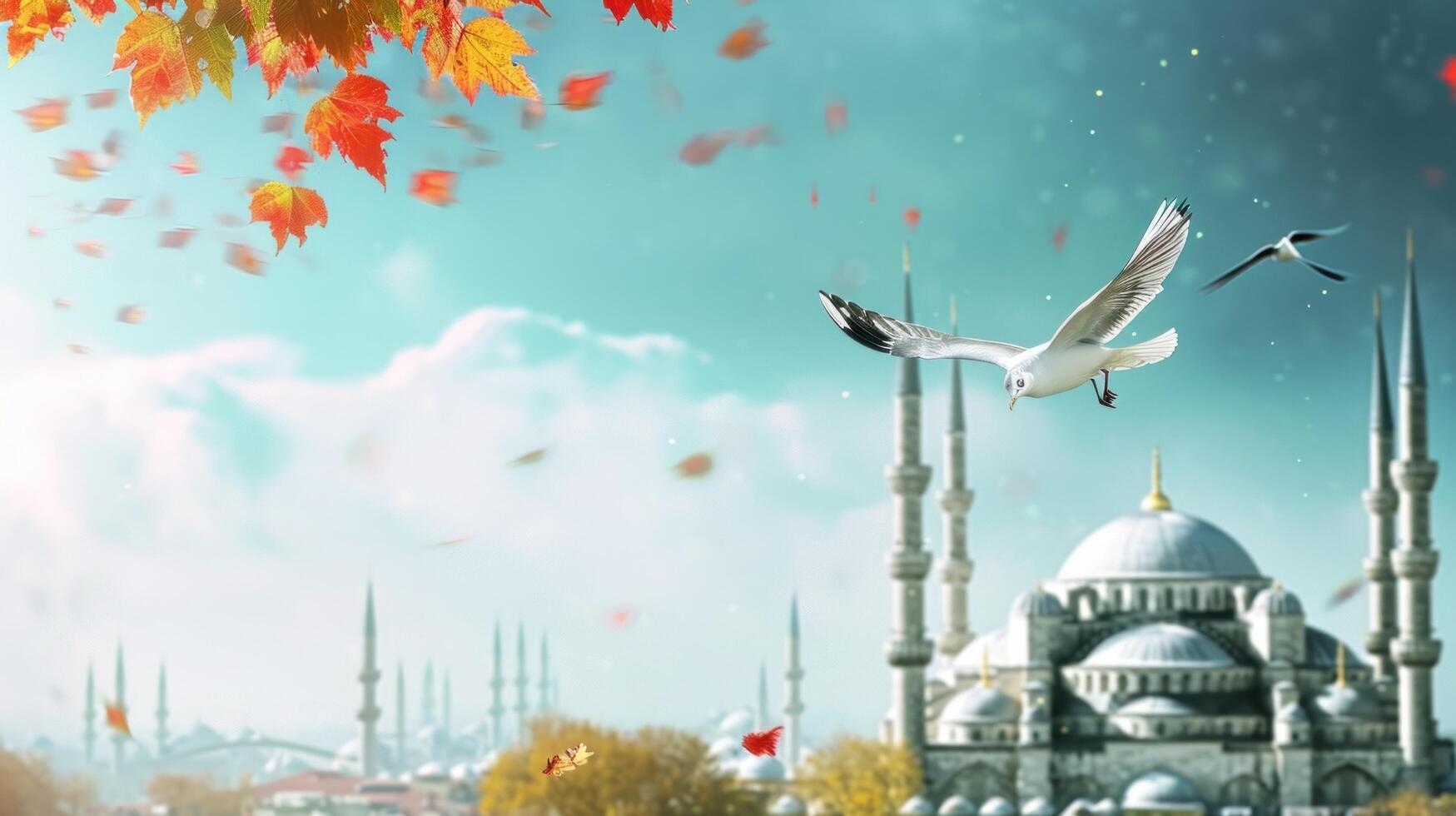 AI generated Turkey Holiday advertisment background with copy space photo