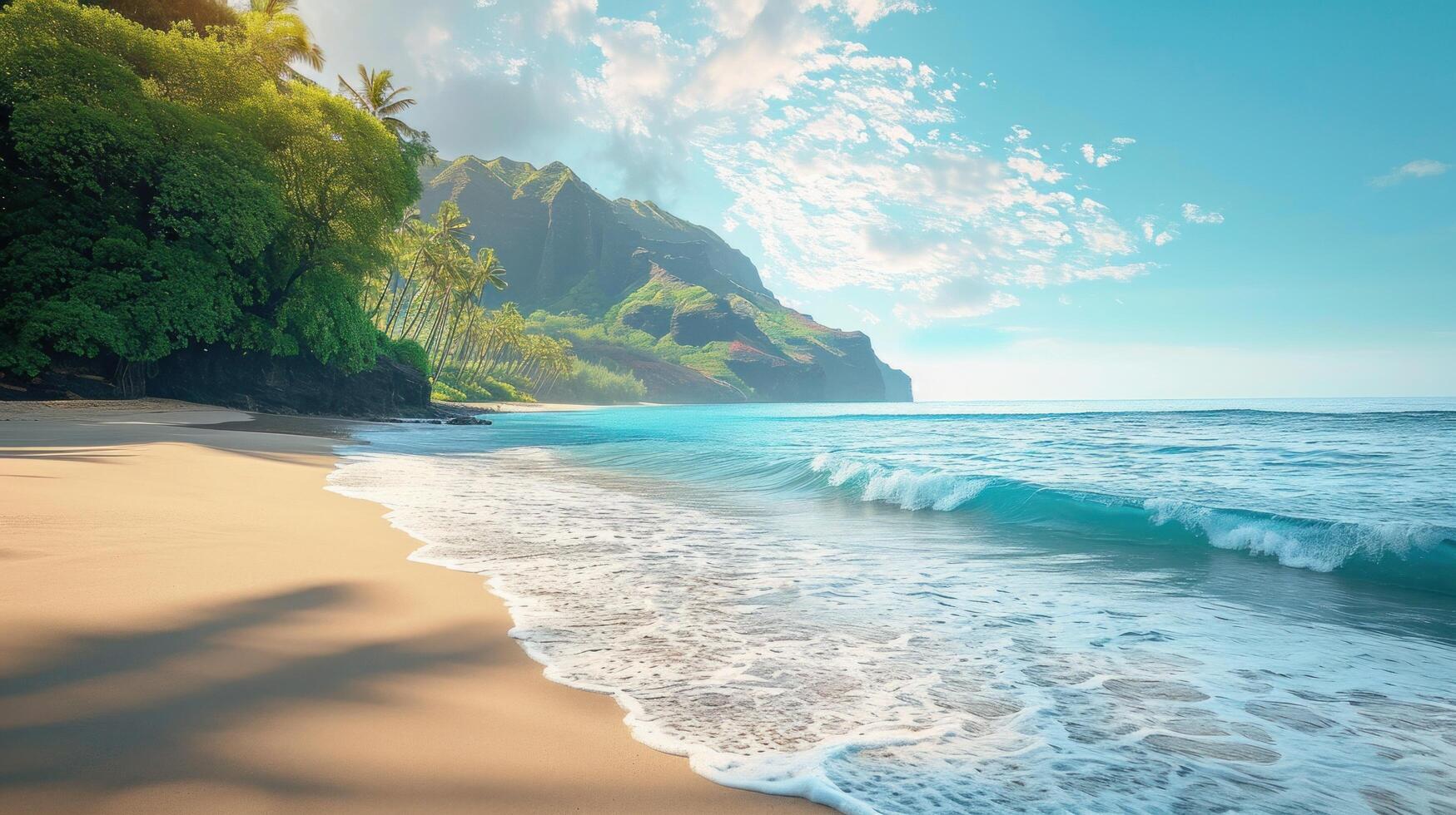 AI generated Travelling to Hawaii advertisment background with copy space photo