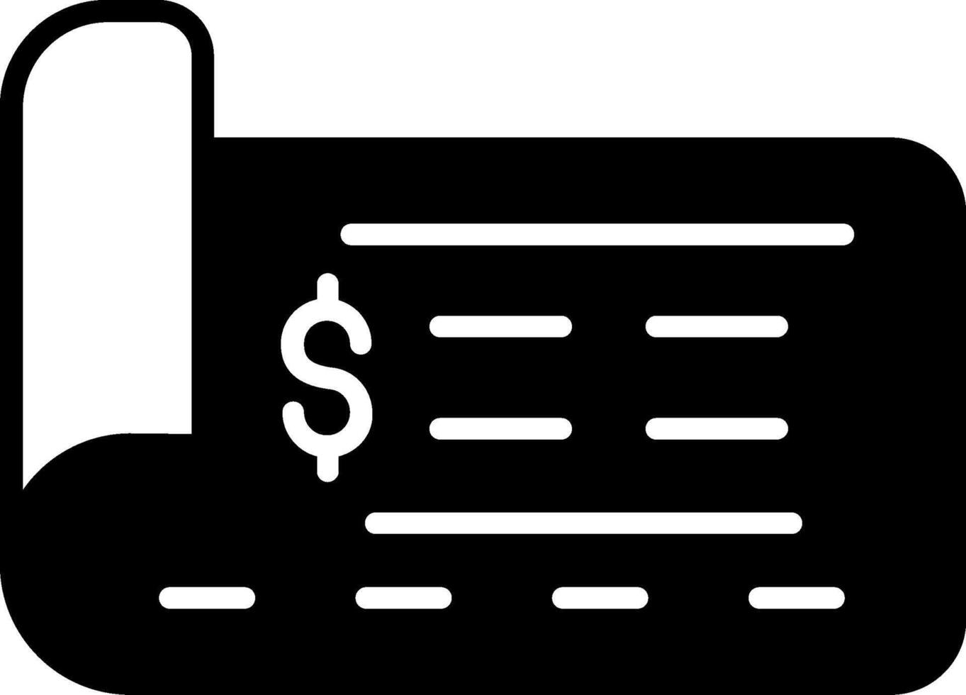 icono de vector de cheque bancario