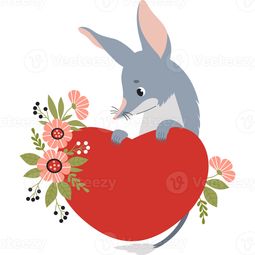 bilby with heart and flowers png