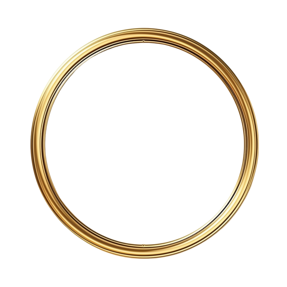 AI generated Antique circle frame gold isolated transparent png