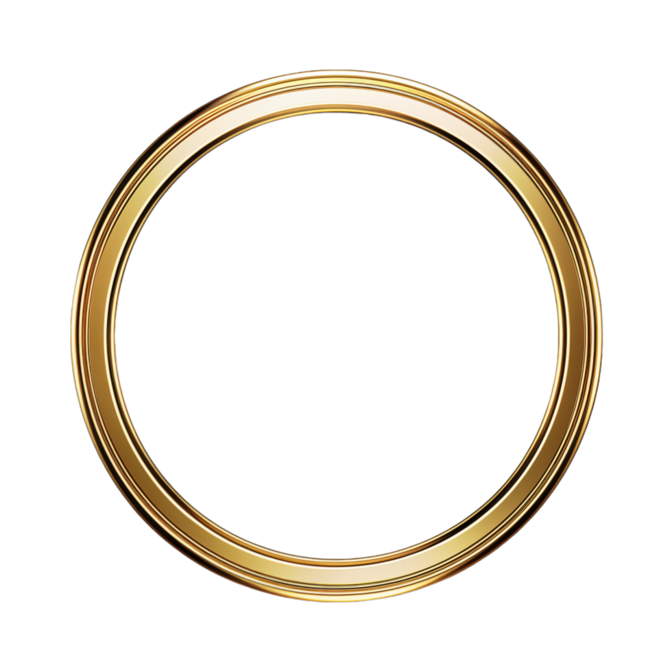 AI generated Antique circle frame gold isolated transparent png