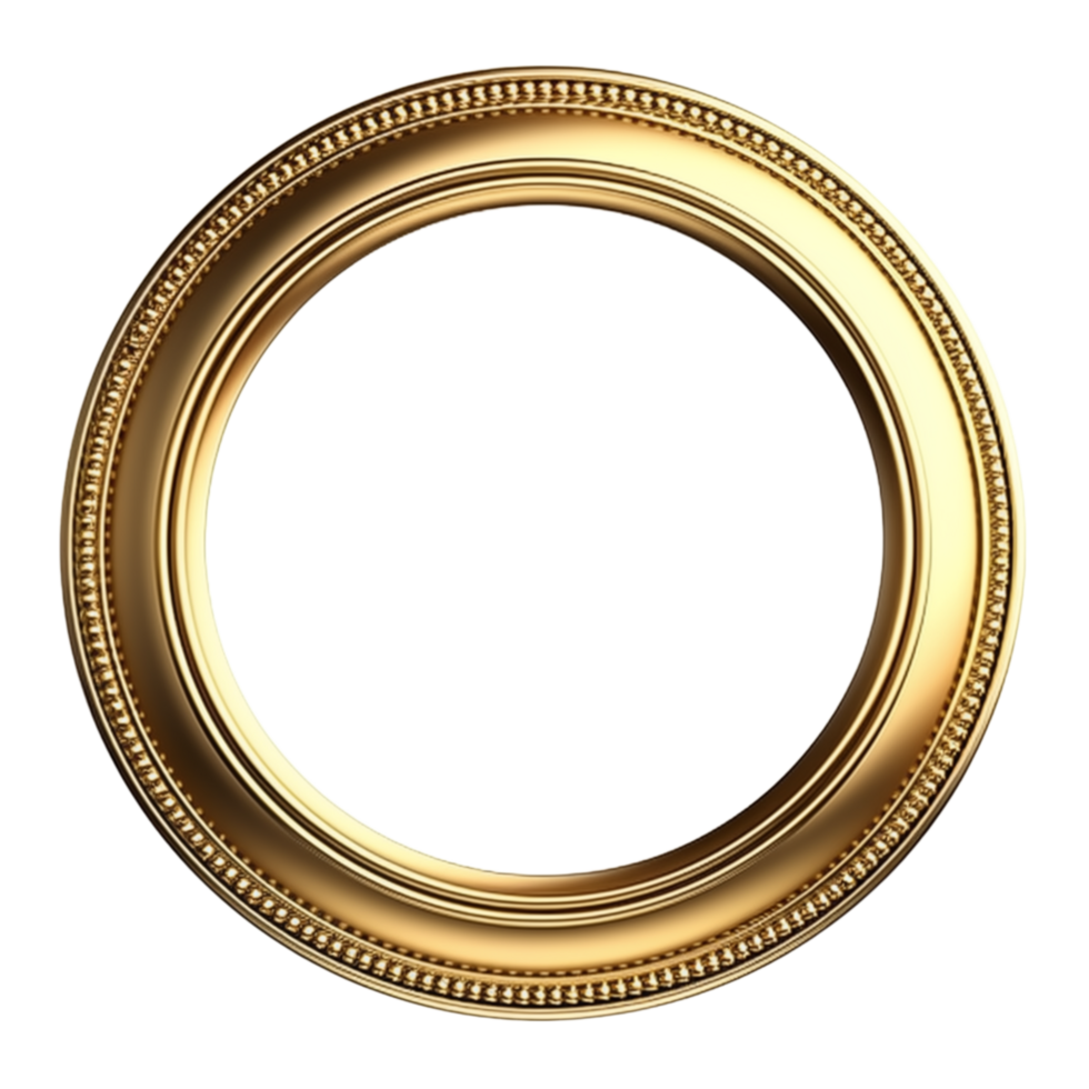ai generiert Antiquität Kreis Rahmen Gold isoliert transparent png