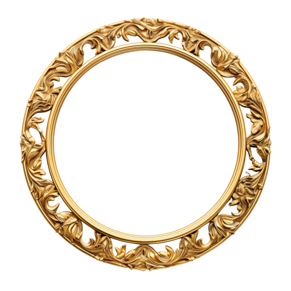 ai généré antique cercle Cadre or isolé transparent png