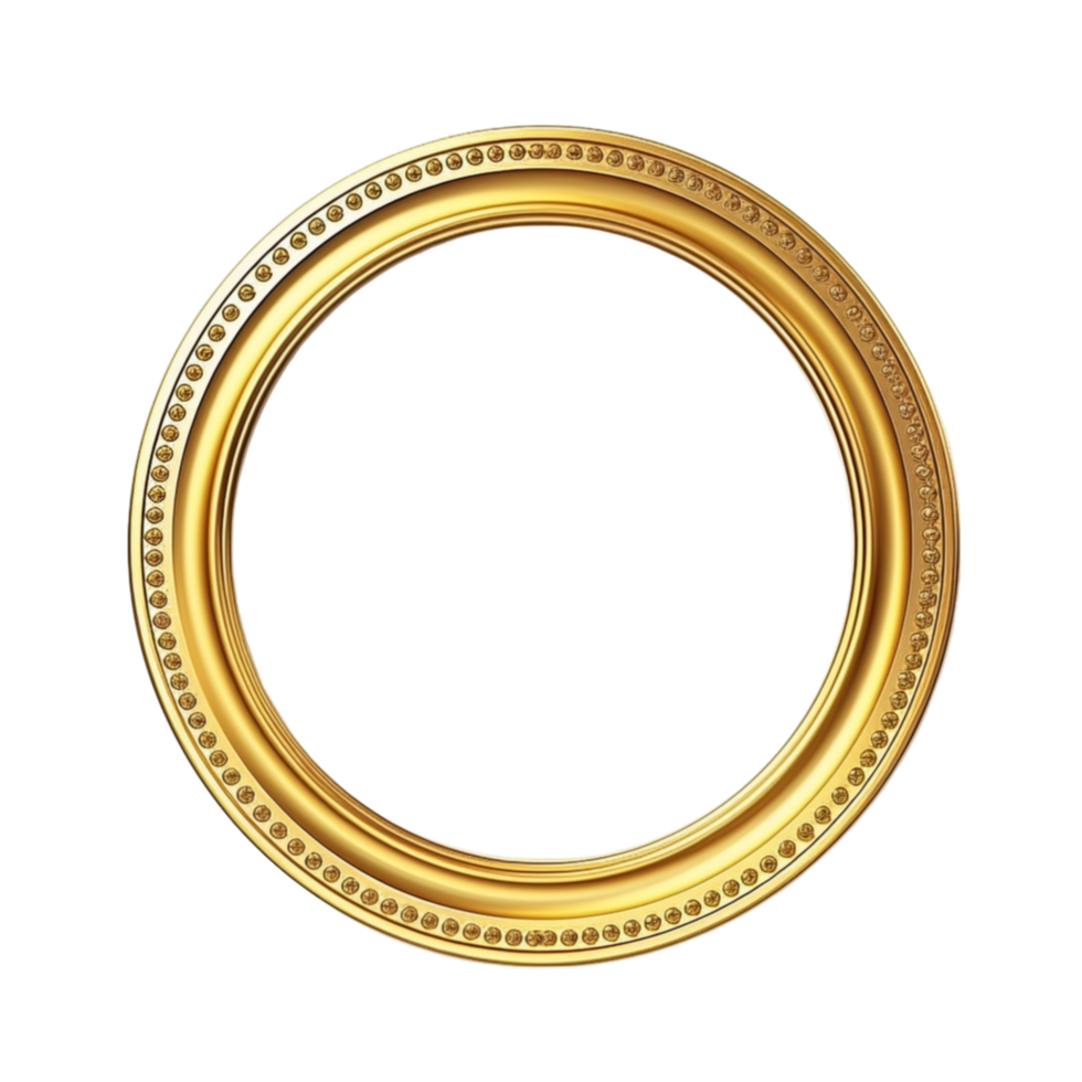 AI generated Antique circle frame gold isolated transparent png