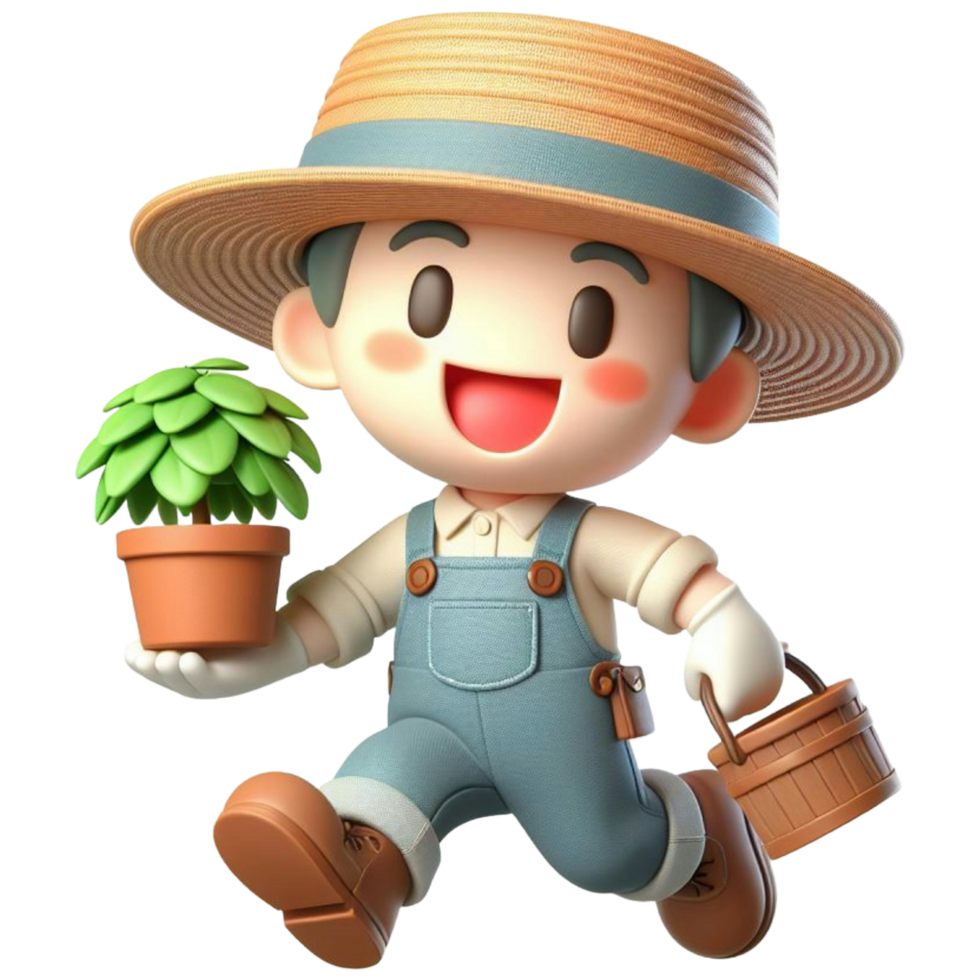 3d Gardener character png