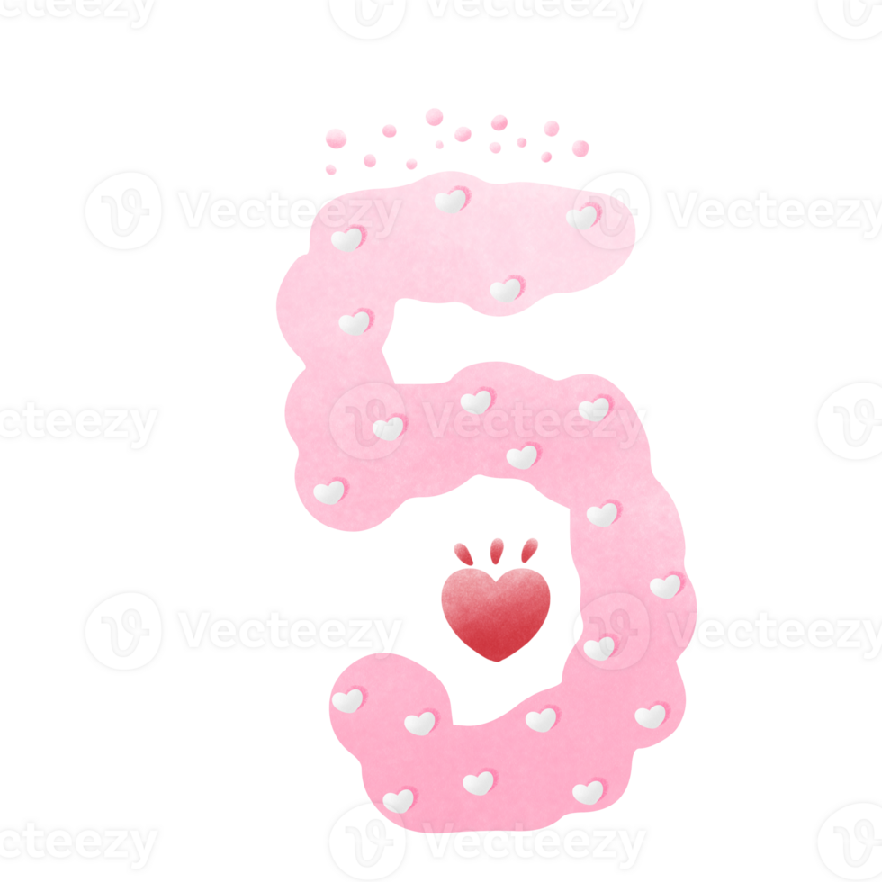 Pink png number with heart