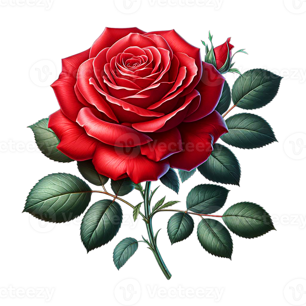 ai gerado lindo vermelho rosa com redemoinhos adorável flores png