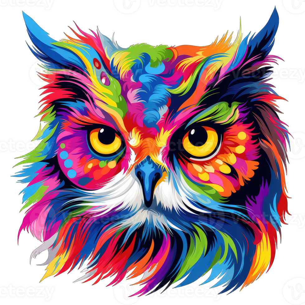 AI generated Colorful owl face clipart png