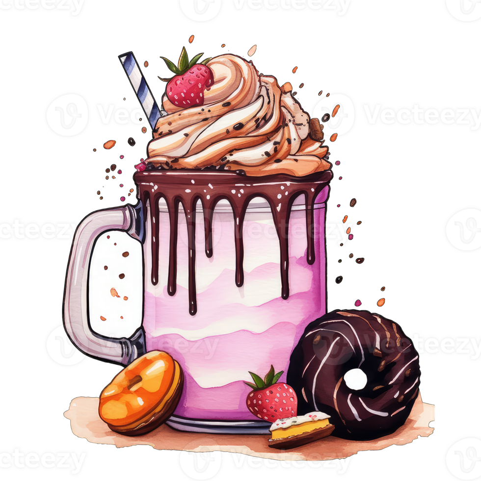 AI generated Watercolor Milkshake clipart png