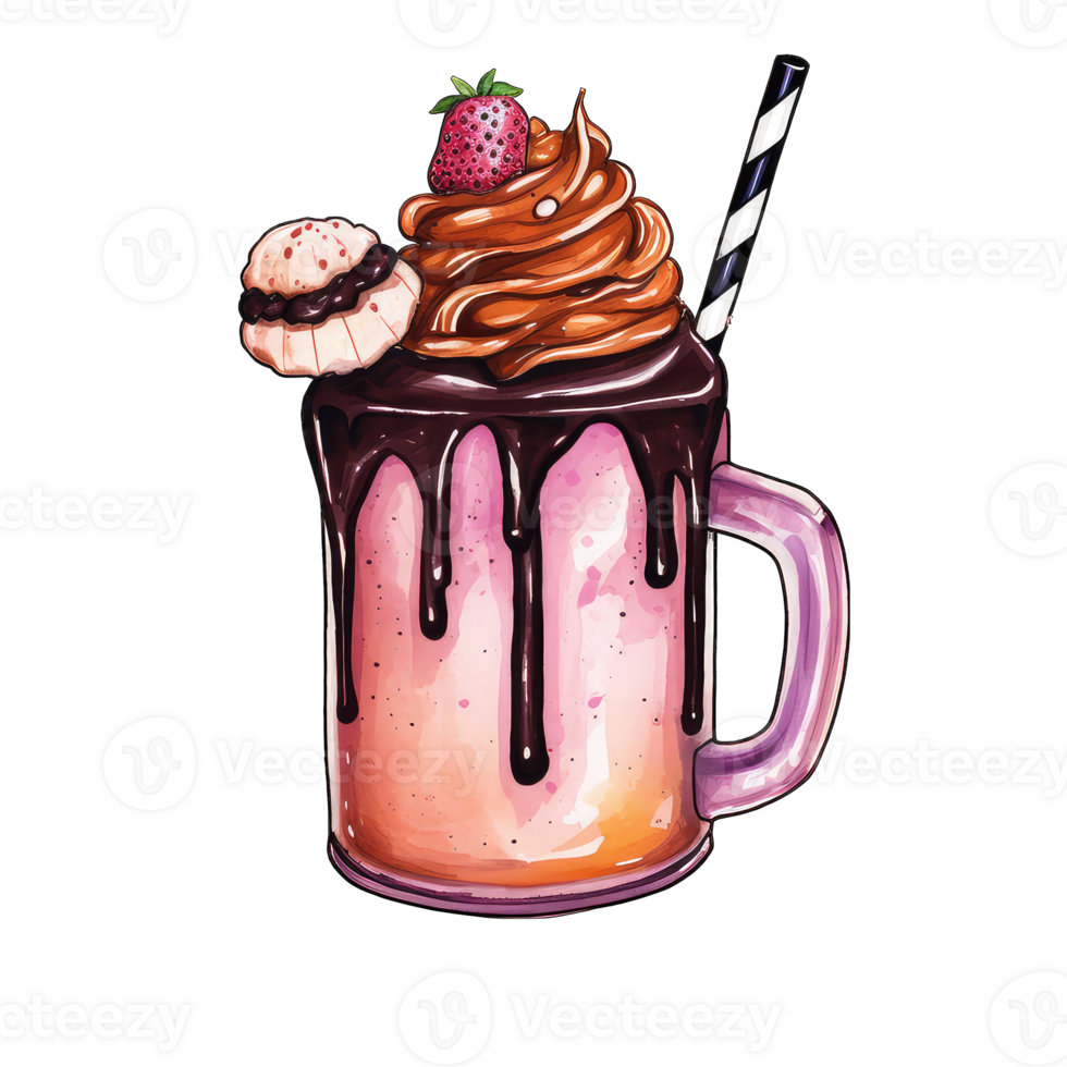 AI generated Watercolor Milkshake clipart png