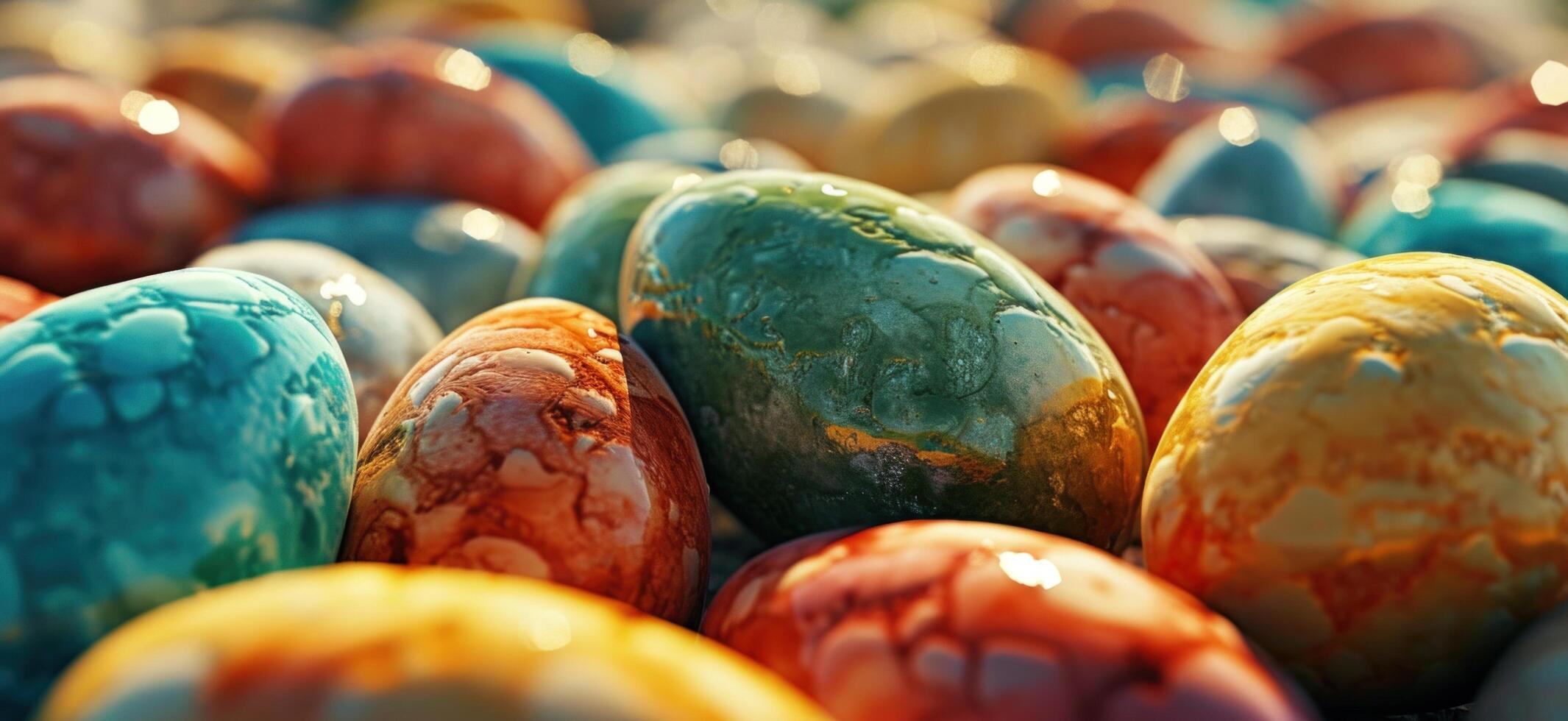 AI generated wallpaper in hd of easter themed colored eggs photo