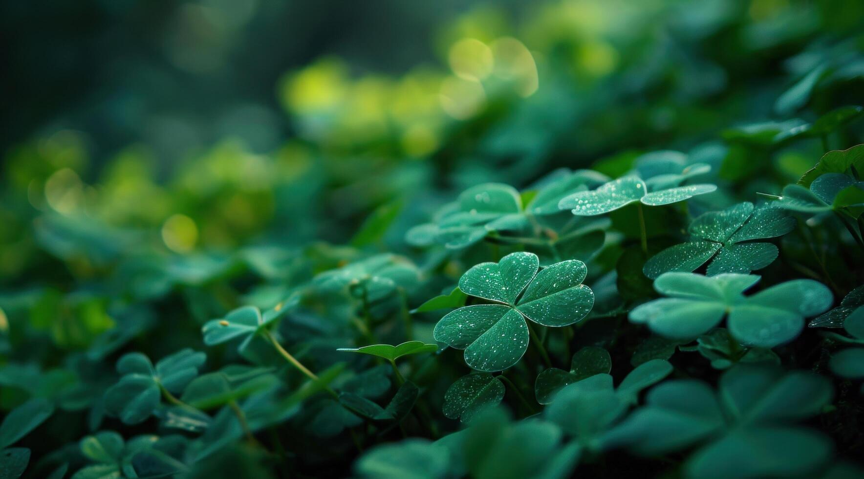 AI generated the clover leaves are on a green background photo