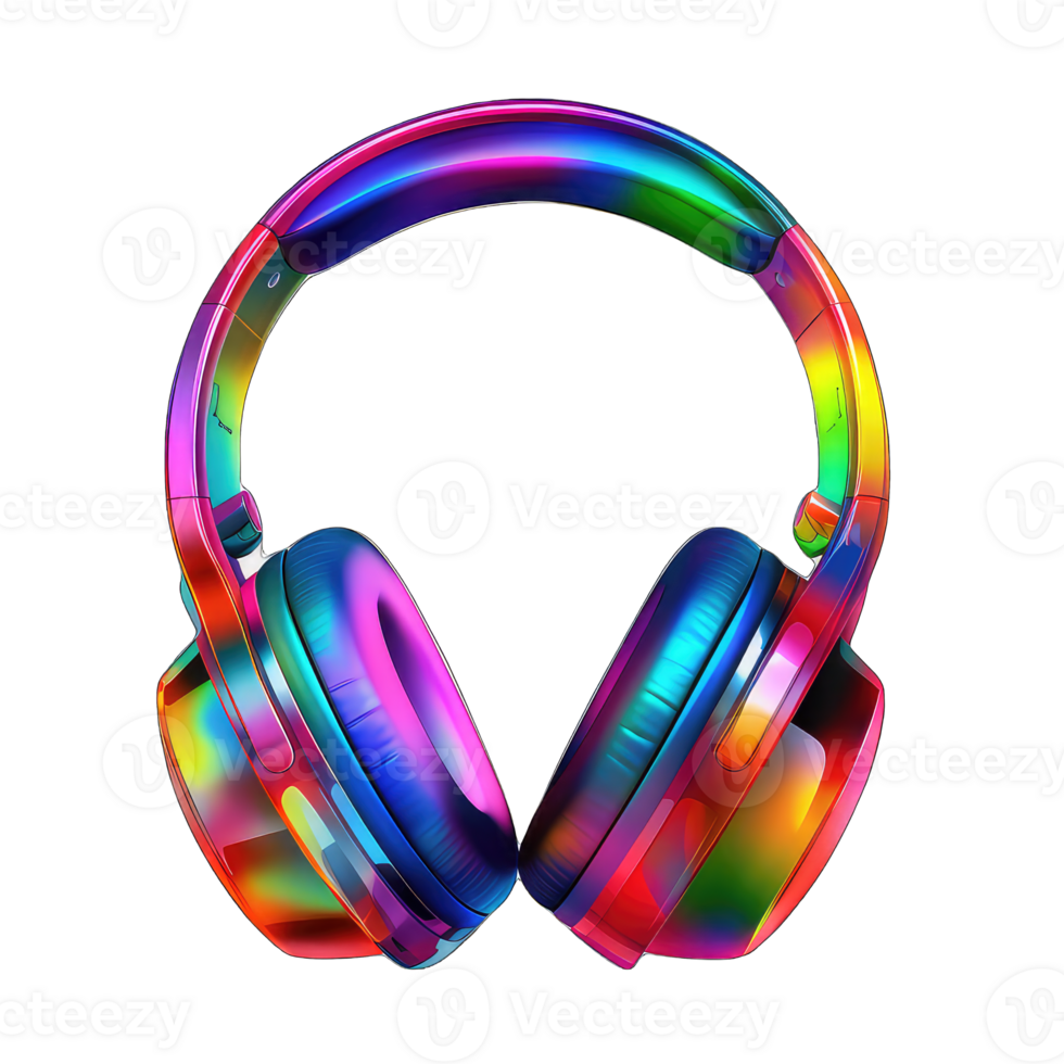 AI generated bluetooth headphone multi color in transparent background png