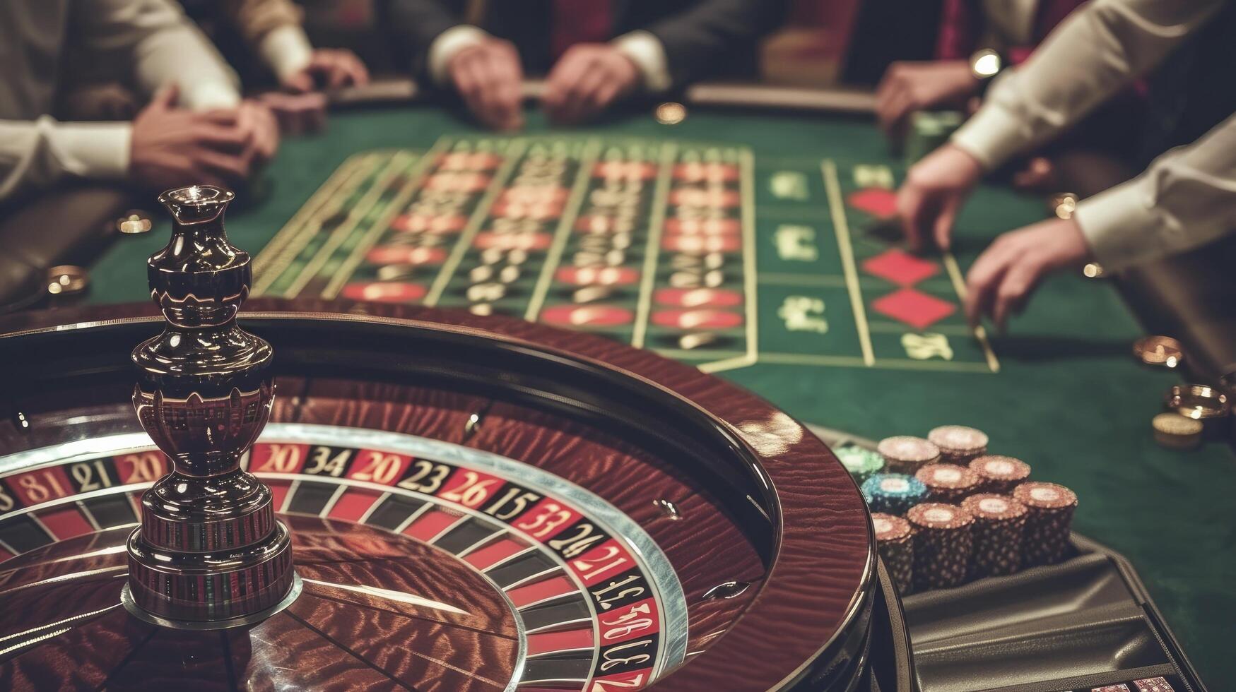 AI generated People addicted to gambling, roulette, horse racing slot machines blackjack, poker photo