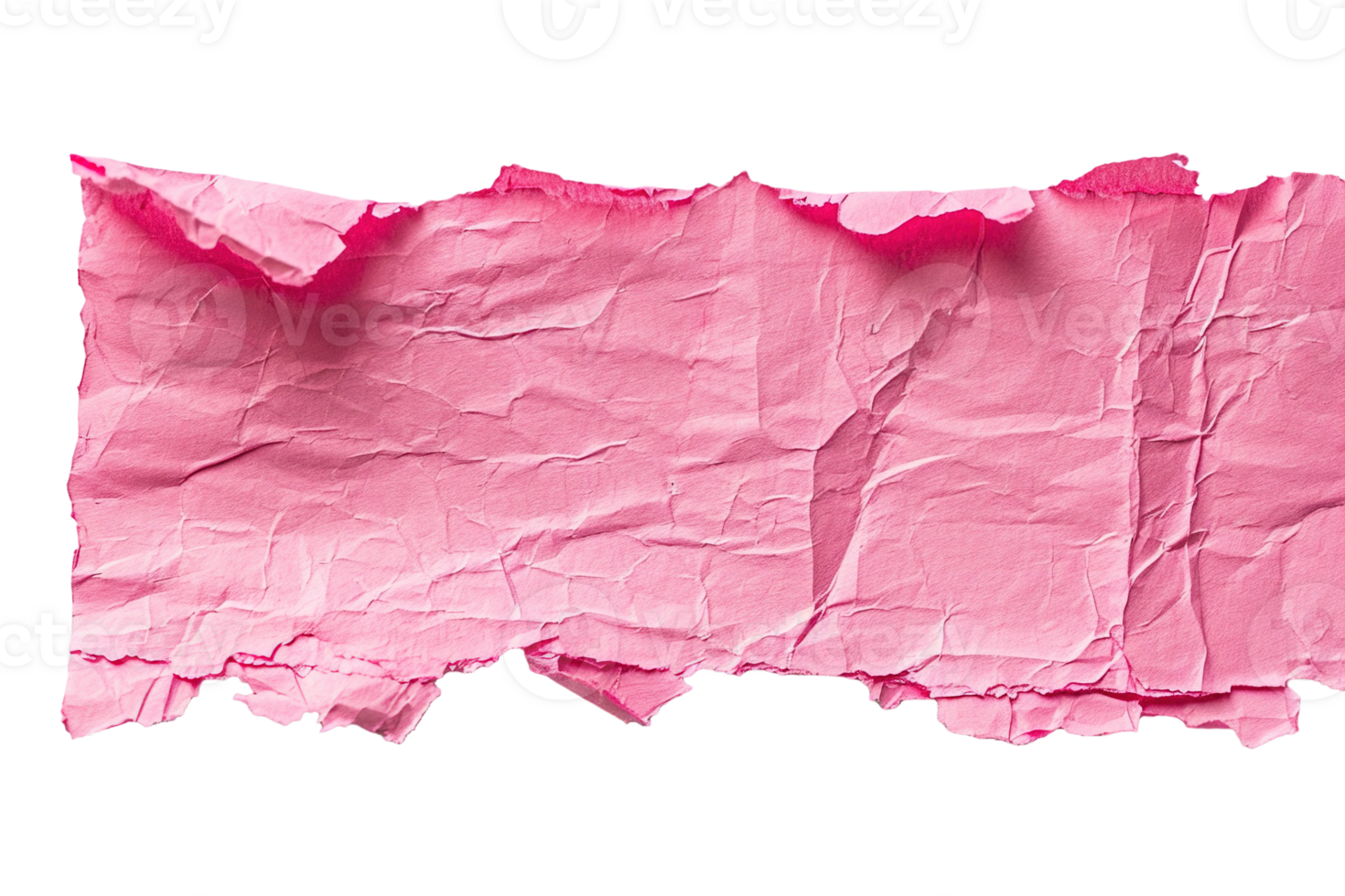 AI generated Blank, pink sheet of paper, rectangular shape. On transparent background. Ripped, jagged page. With empty space for text. png