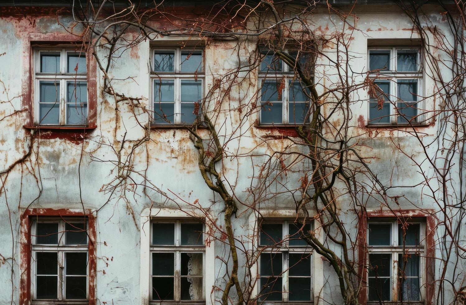 AI generated the house in the background has several windows in it photo