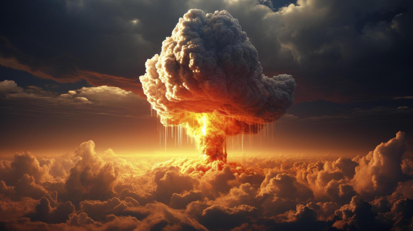 AI generated Nuclear explosion in city photo