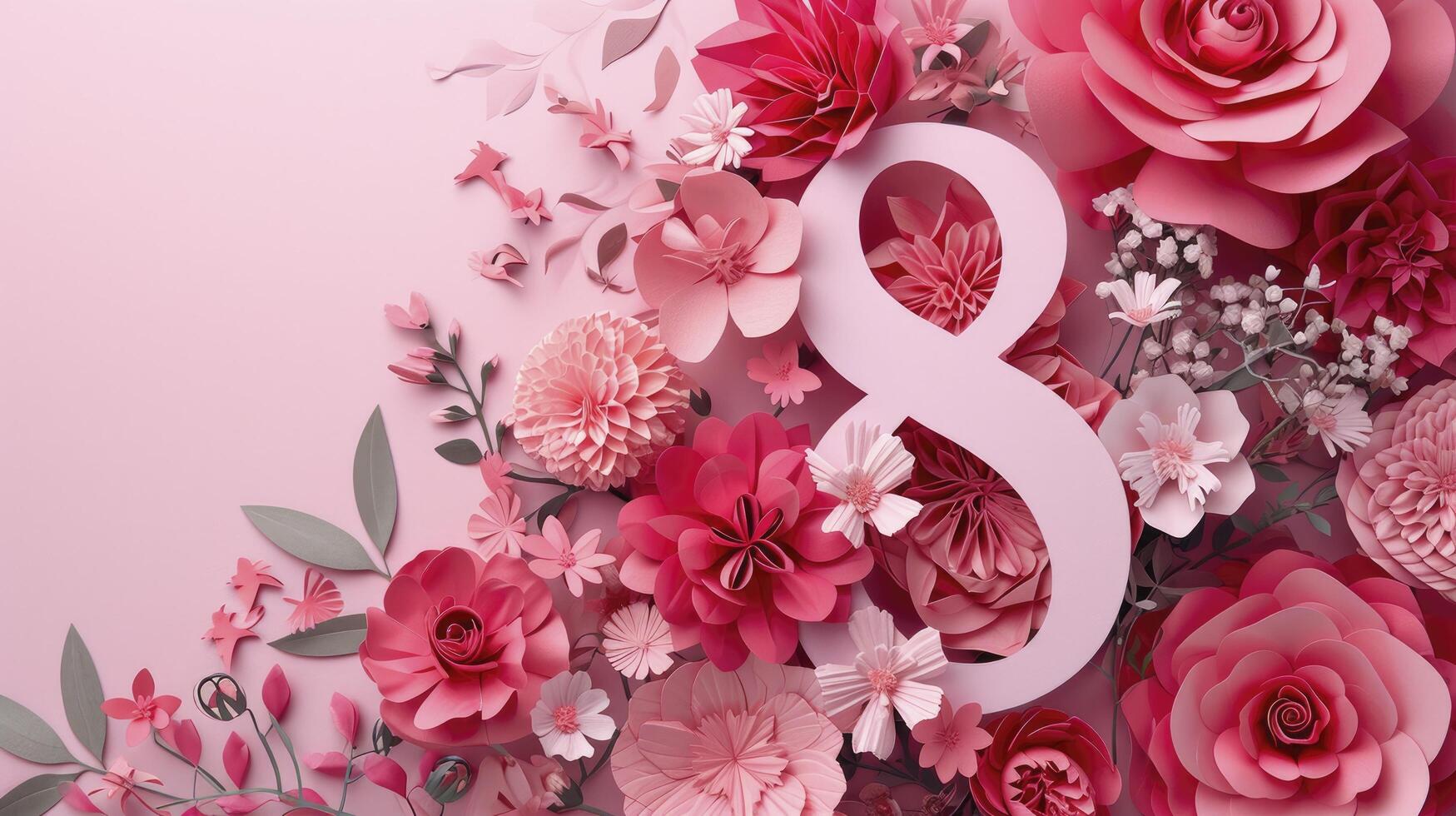 Ai Generated Number 8 In A Pink Floral Design Premium Paper Cut Banner Ai Generated Number 8 In A Pink Floral Design Premium Paper Cut Banner