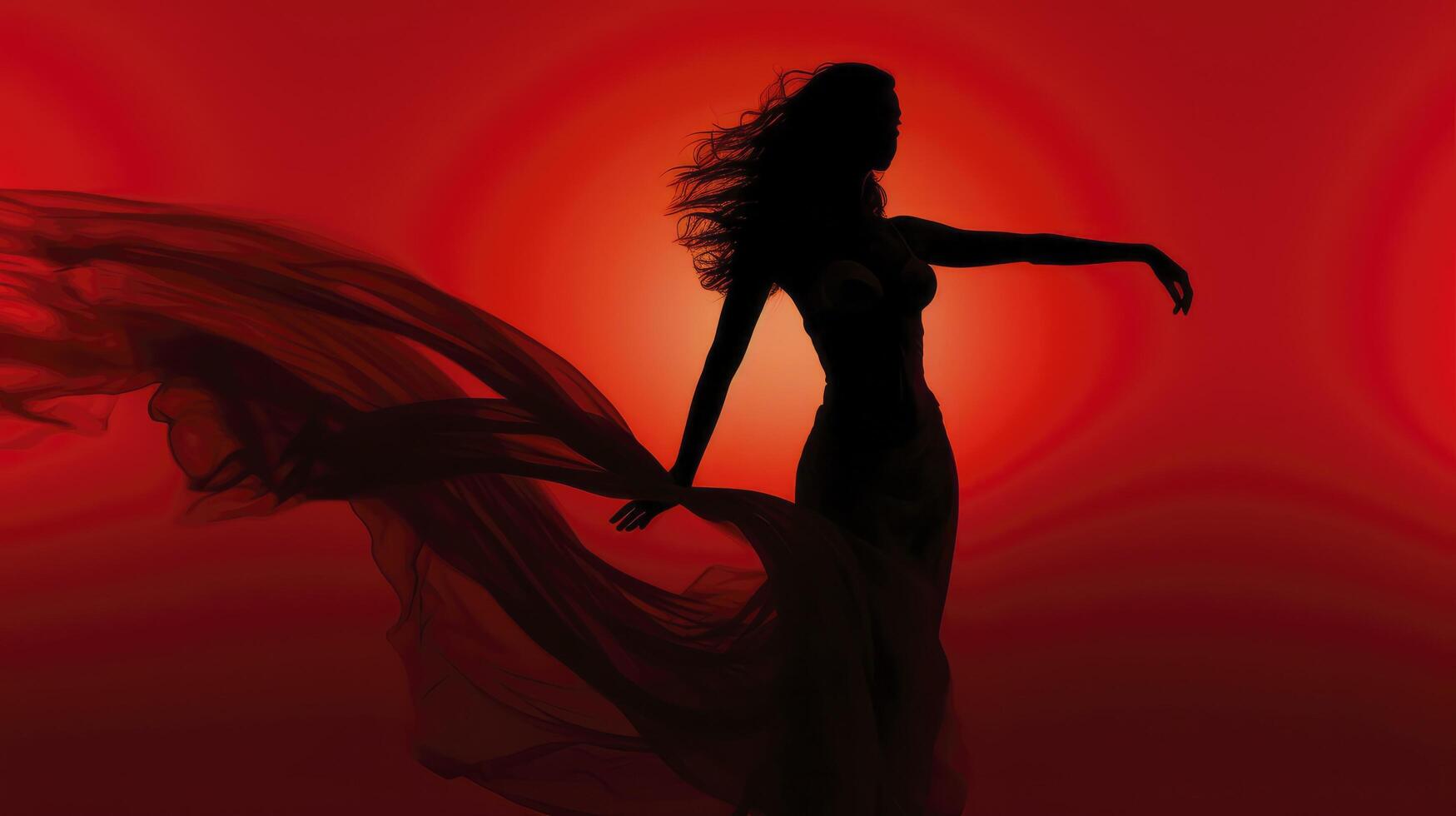 AI generated Woman silhouette dancing red light district concept photo