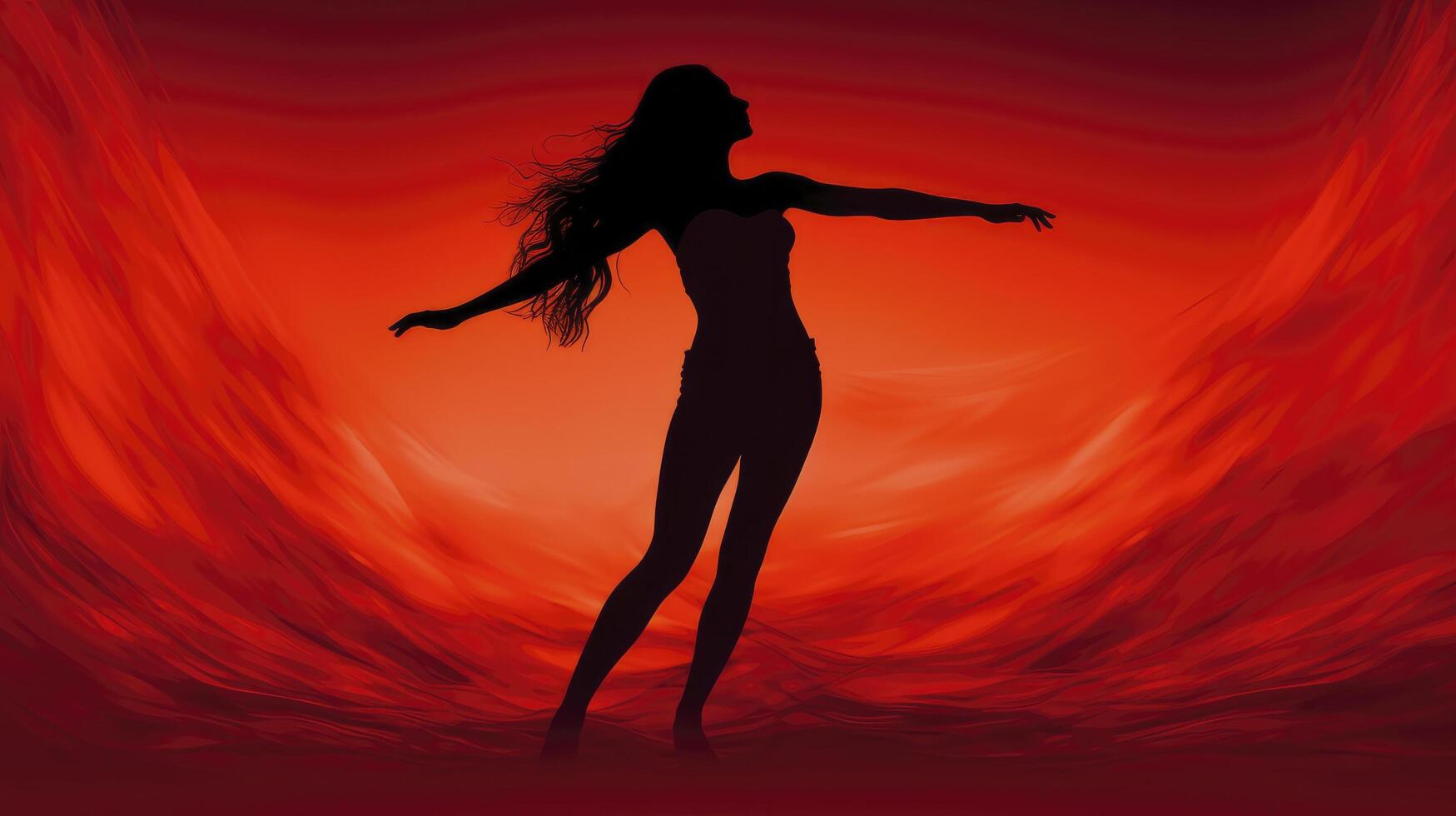 AI generated Woman silhouette dancing - red light district concept photo