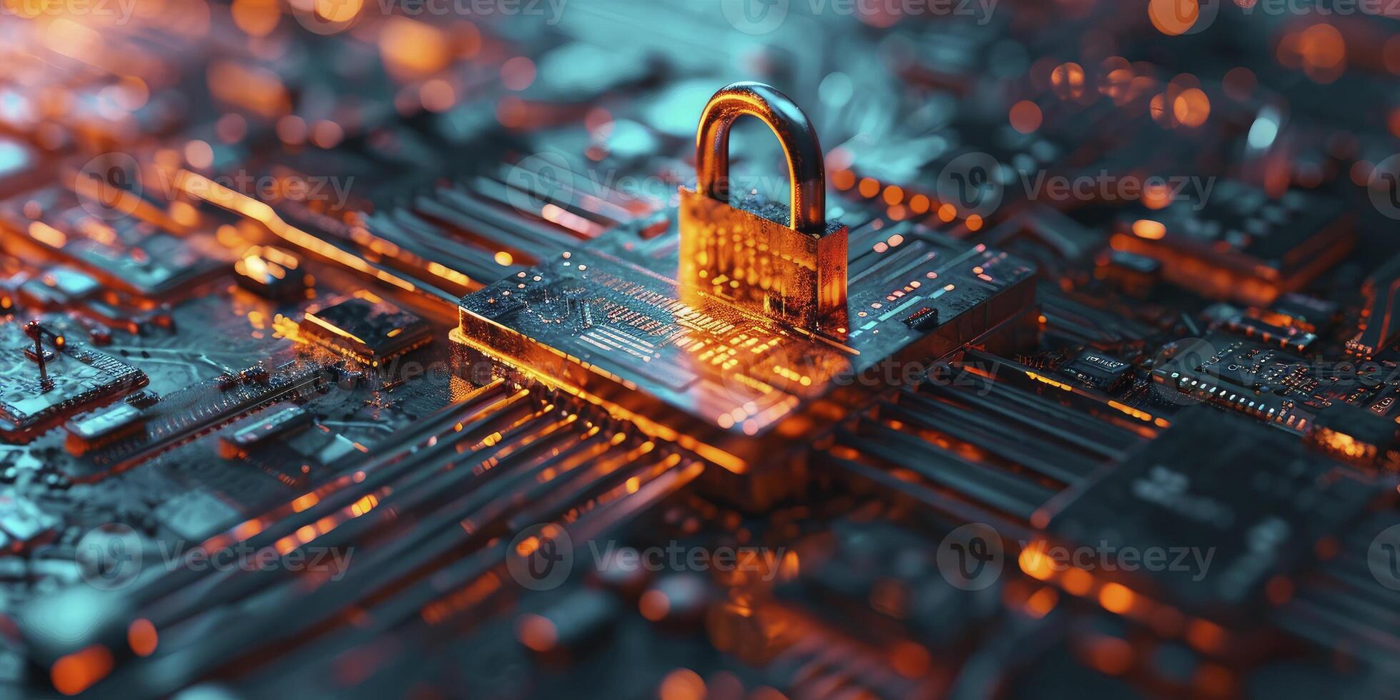 AI generated Concept of cybersecurity and data protection. 3D rendering. photo
