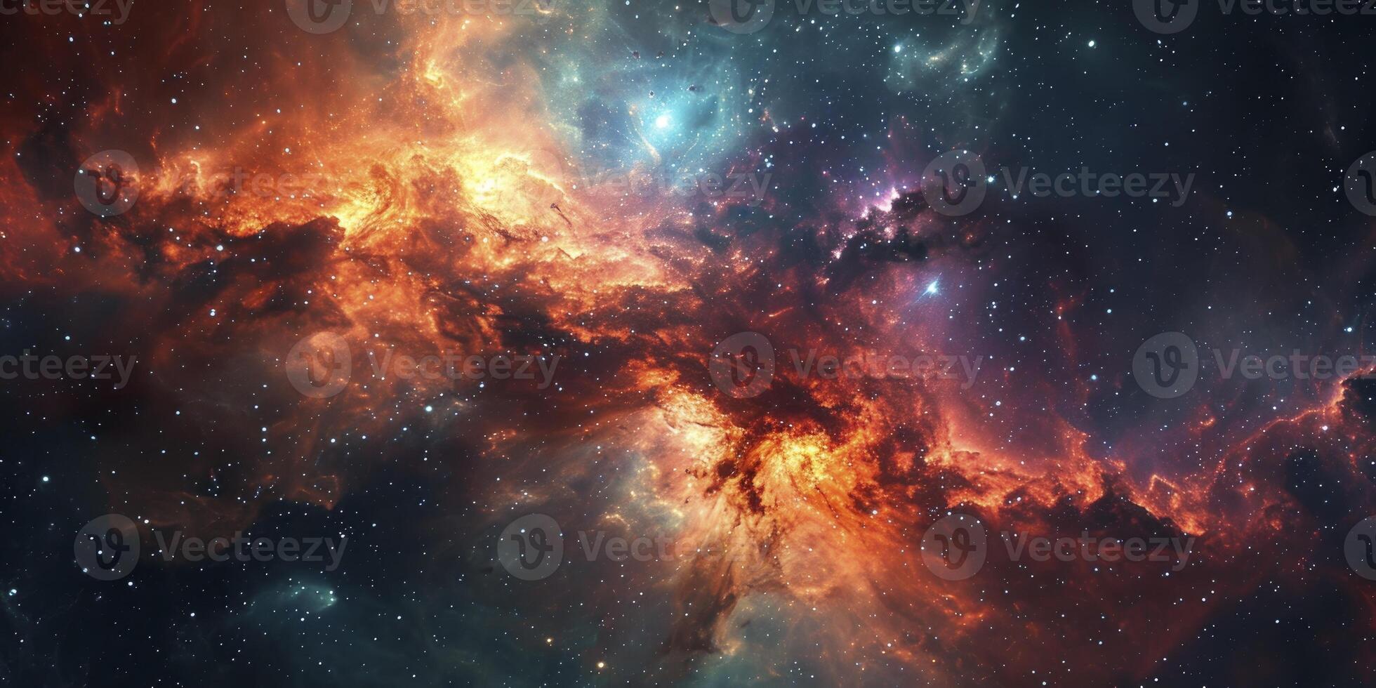 AI generated Nebula and galaxies in space. Abstract cosmos background. photo
