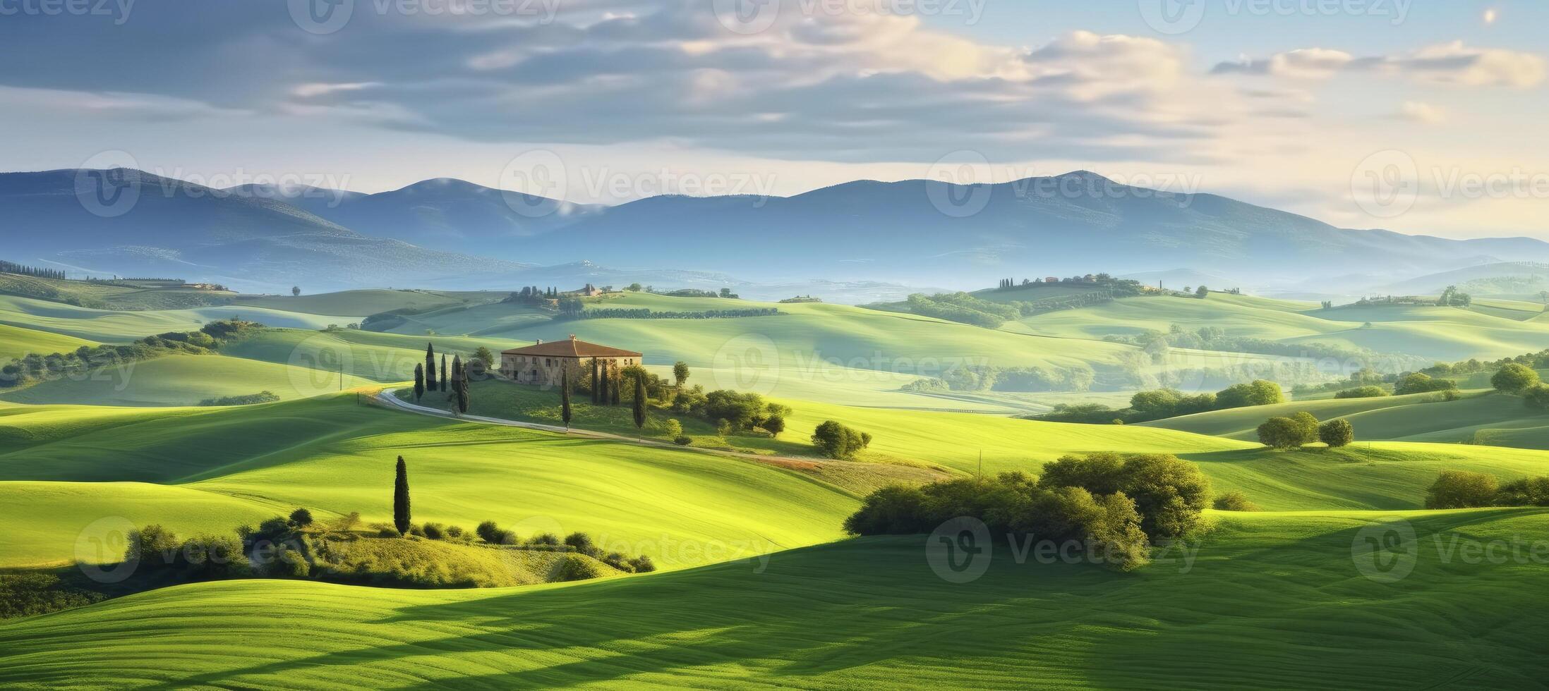 AI generated Green hills . AI Generated photo