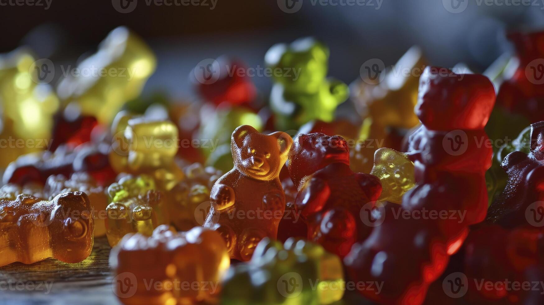 AI generated Vitamins for children, jelly gummy bears candy photo