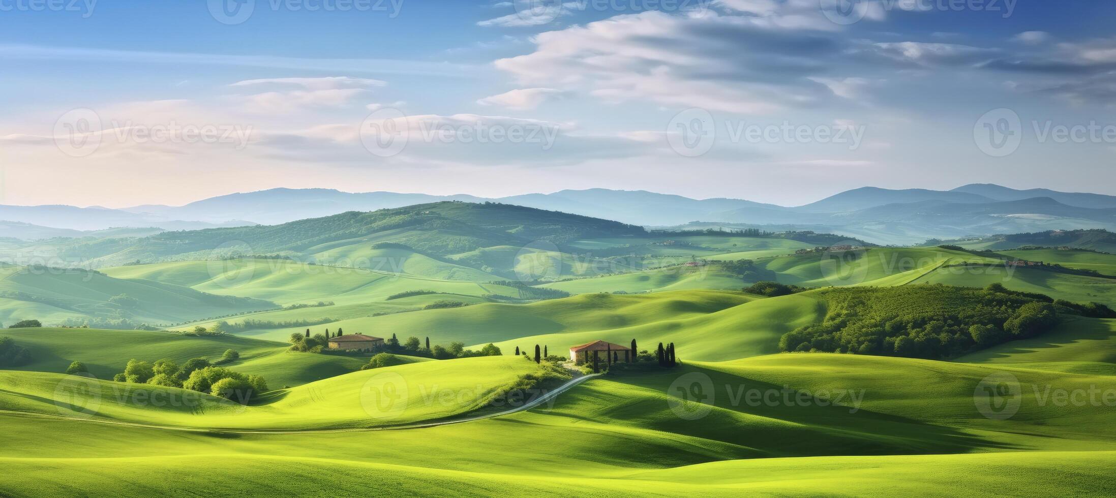 AI generated Green hills . AI Generated photo