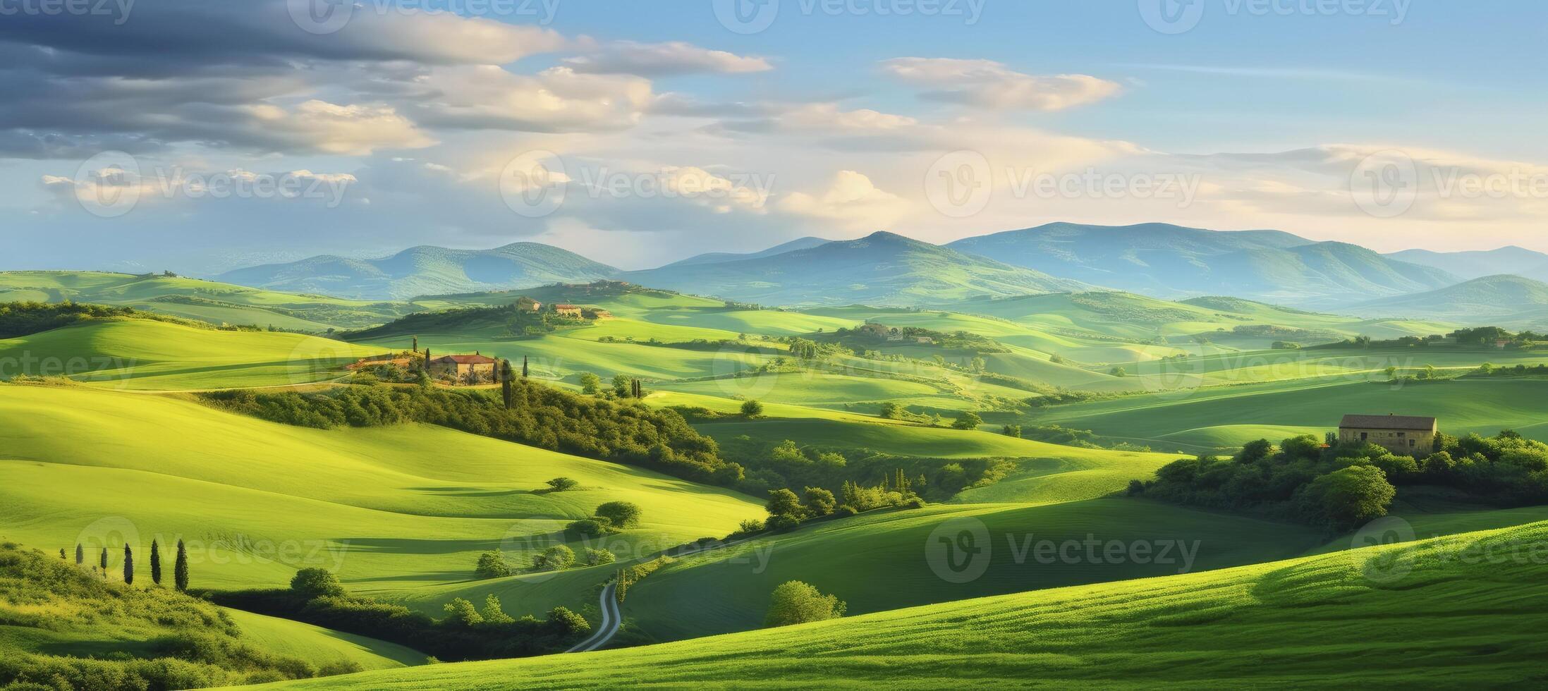 AI generated Green hills . AI Generated photo