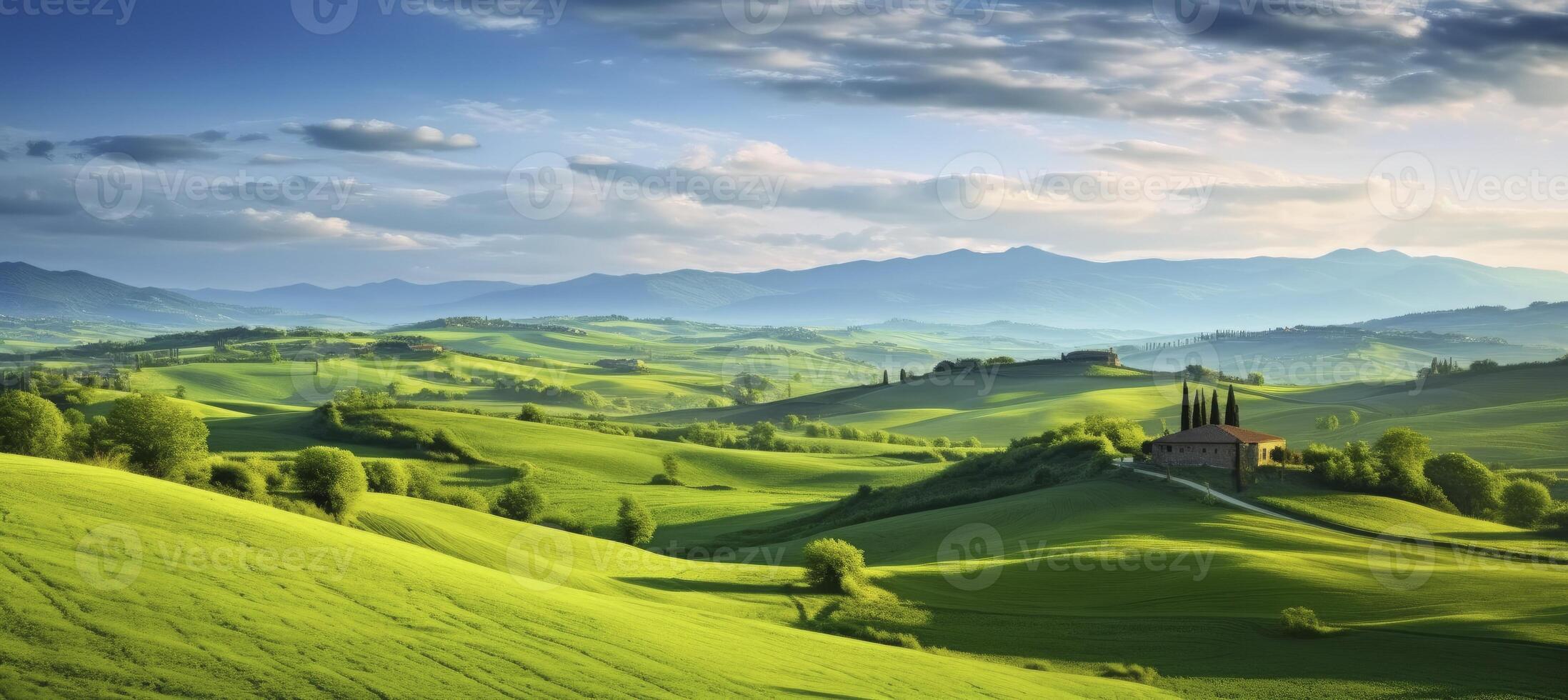 AI generated Green hills . AI Generated photo